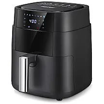 Fritadeira Elétrica AirFryer 4.7L com Painel Digital e Cesto Antiaderente, 110V 1350W, ISACCO, Preto