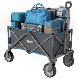 Carrinho Dobrável para Camping e Jardim com Tecido Removível, Capacidade 100kg, PORTAL, Cinza e Azul