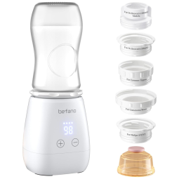 Aquecedor de Mamadeiras Portátil com 5 Adaptadores e Dispensador de Fórmula, Befano, Branco