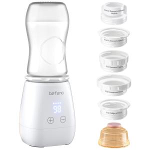 Aquecedor de Mamadeiras Portátil com 5 Adaptadores e Dispensador de Fórmula, Befano, Branco