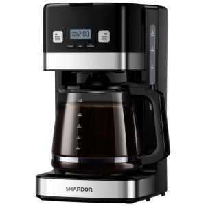 Cafeteira Programável com Jarra de Vidro 12 Xícaras 110V 900W, SHARDOR, Preta