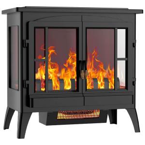 Joy Pebble Aquecedor Lareira Elétrico Realista Portátil , 1000, 1500W, Preto