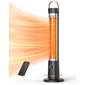 Aquecedor Externo Elétrico Infravermelho com Controle Remoto, Temporizador de 9H e Oscilação de 60°, 110V 1500W, COZZYBEN, Preto