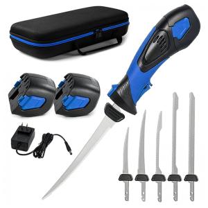Faca Elétrica sem Fio 5 Lâminas Revestidas com TiNitride Antiaderentes, Cabo Ergonômico com Aderência Antiderrapante,Pratour