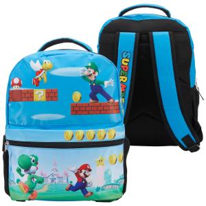 Mochila Escolar Infantil 40cm SUPER MARIO para Crianças, Azul
