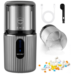 Moedor de Café em Grãos 56g com Controle de Velocidade, 200W, 110v, SECURA SL PM03, Prateado