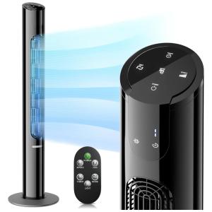 mollie Ventilador de torre silenciosa oscilante com controle remoto 8 velocidades temporizador 12H Tela LED portátil Circulador de ar