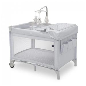 Berço Cercado Portátil com Trocador Removível e Três Ursos Brannan de Pelúcia, Delta Children, Cinza