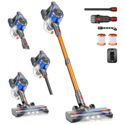 Aspirador Sem Fio BSNAW Azul 35kPa LED Bateria Destacável 50 Minutos 8 em 1 XL-638B 22.2V