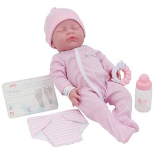 Bebê Recém-Nascido Newborn, Boneca Realista Original 43 cm La Newborn by JC Toys - Conjunto de Presente Rosa