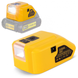 DeWalt DCB090 Adptador de Bateria Portátil com 2 Portas USB, Luz LED, 20V