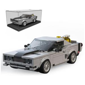 Kit de Construção Carro Dodge Charger com 355 Peças e Vitrine de Acrílico para Crianças Acima de 8 Anos, Mold King, Cinza