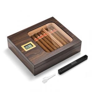 Umidor de Charutos OTAKOKIT com Design Moderno de Vidro, Caixa de Cedro com Higrômetro Digital, Umidificador, Divisor, Estojo Artesanal para