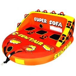 Boia Rebocável para até 3 Pessoas com Pontos de Reboque e Capa de Nylon 840D Espessa e Resistente, SUWTAIR, Vermelho e Amarelo