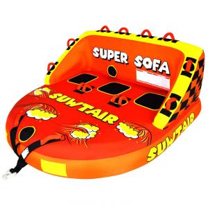 Boia Rebocável para até 3 Pessoas com Pontos de Reboque e Capa de Nylon 840D Espessa e Resistente, SUWTAIR, Vermelho e Amarelo