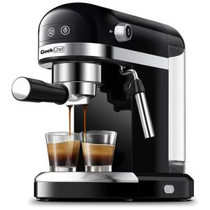 Cafeteira Elétrica Programável com Tela Digital e Vaporizador, 1350W, 110v, GEEK CHEF, Preto