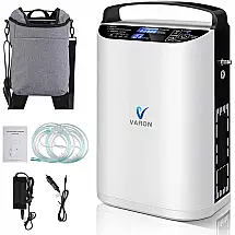 Varon Concentrador de Oxigênio Portátil 5L, Funciona 3H, 110V, 220V, Branco