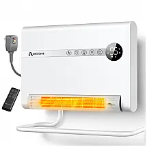 Aquecedor Elétrico de Parede Arecovas Branco Cinza PTC 1500W Oscilação 30° Controle Remoto 120V