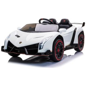 Carro, Carrinho Elétrico 2 Assentos 12V, com Luzes de LED, MP3, FREDDO, Branco