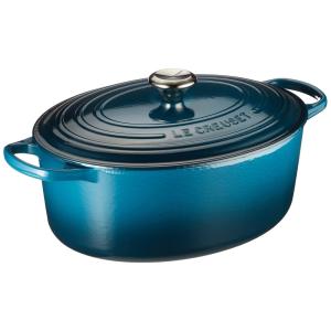 Panela de Ferro Fundido Oval 8 Litros Forno Holandês Esmaltado e Antiaderente, LE CREUSET LS2502 337DSS, Azul