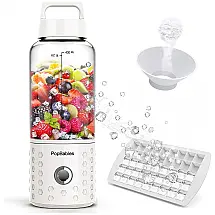 Liquidificador de Bancada Portátil 400 mL para Vitaminas, Recarregável USB, 175W, POPBABIES P1001W, Branco