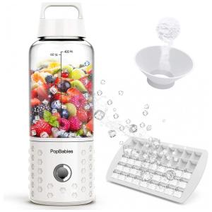 Liquidificador de Bancada Portátil 400 mL para Vitaminas, Recarregável USB, 175W, POPBABIES P1001W, Branco