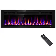 Lareira Elétrica Sixfivsevn 127x41cm 1500W 12 Cores Chamas LED Embutir 110V