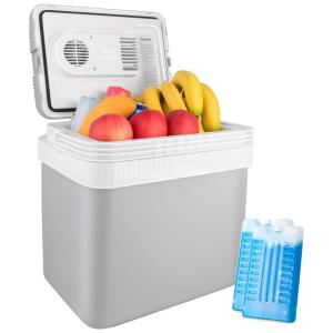 Mini Geladeira, Cooler Portátil, 12V DC, Capacidade de 24L com 2 porta gelo, ASTROAI CF240GR, Cinza