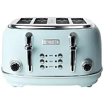 Torradeira de 4 Fatias com 6 Níveis de Tostagem, 1500W, Turquesa, turquesa, turquesa, 110v, HADEN 75005, Azul turquesa