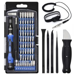 Kit de Chaves de Fenda de Precisão STREBITO 79 Peças Azul 58 Bits CR-V Magnéticos Pulseira ESD