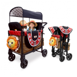 Carrinho de Passeio Wagon WONDERFOLD W2 Elite Pro Thousand Sunny Laranja Laterais Altas 2 Assentos com Capota Removível
