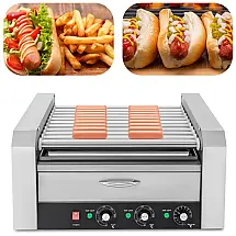 Máquina para Cachorro Quente em Aço Inoxidável com 11 Rolos até 30 Salsichas, 110V 1560W, CNCEST, Prata