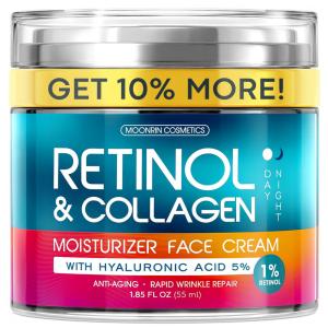 Creme Facial Anti Idade com Retinol, Ácido Hialurônico e Colágeno para Mulheres, 55 mL, Moonrin, Azul