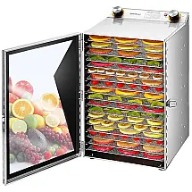 Desidratador de Alimentos Profissional com 18 Bandejas em Aço Inoxidável, 110V 900W, iproods, Prata