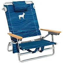 Cadeira de Praia Portátil, Dobrável com 5 Posições, Porta- Copos de Armazenamento, Raise, Azul