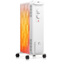 Aquecedor a Óleo Portátil com 3 Modos de Aquecimento, Proteção Contra Tombamento e Superaquecimento, 110V 1500W, COSTWAY, Branco