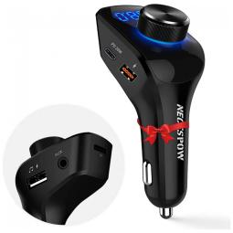 Adaptador Transmissor Veicular Bluetooth Veicular USB AUX, 39W, NECESPOW F8, Preto