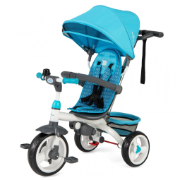 Triciclo Infantil 4 em 1 com Alça Removível, Sino, Assento Giratório e Cesta de zenamento para Crianças de 1 a 5 anos, Costzon, Azul