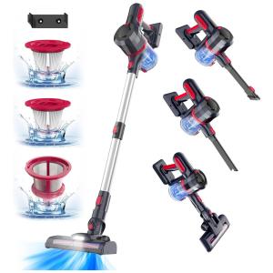 Aspirador de Pó sem Fio 4 em 1 Forte 25Kpa Recarregável, 35 Min de Ação, 110V, Kalff, Vermelho