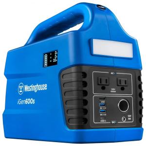 Westinghouse iGen600s Gerador de Energia Solar Portátil 600W 1200W com 2 Tomadas AC 110V, Azul