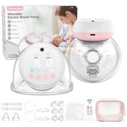 Bomba Tira Leite Elétrica com 12 Níveis, 3 Modos, Tela LCD e Silicone 140 à Prova de Vazamento, 2Un, Totmizby, Rosa