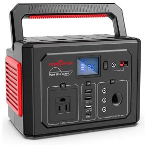 ROCKPALS Gerador de Energia Solar Portátil 350W, 288Wh com 1 Tomada AC, 4 USB, Preto