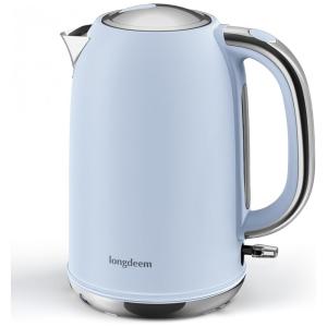 Chaleira Elétrica 1,7 Litros com Desligamento Automático e Proteção Contra Fervura, Aço Inoxidável, 110V 1500W, Longdeem, Azul