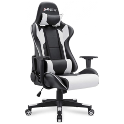 Homall Cadeira de Escritório Gamer Giratória Ajustável Ergonômica com Apoio, Branca