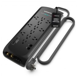 Protetor Contra Picos de Energia e Raios com 12 Portas CA e 2 USB C e USB A, 110v, MONSTER, Preto