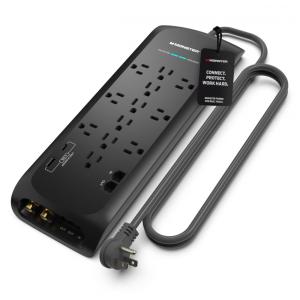 Protetor Contra Picos de Energia e Raios com 12 Portas CA e 2 USB C e USB A, 110v, MONSTER, Preto