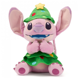 Pelúcia Oficial de Natal Disney Store Angel Lilo & Stitch Natalina 2025, 36 cm, Fantasia Árvore de Natal com Estrela Dourada e Detalhes