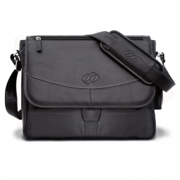 Bolsa Maleta de Couro Masculina para Laptop, MICHAEL SANTORO DESIGN, Preto