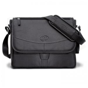 Bolsa Maleta de Couro Masculina para Laptop, MICHAEL SANTORO DESIGN, Preto