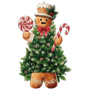 Decoração de Árvore de Natal Soulchen - Conjunto de 4 Peças Gingerbread Man Topper e Enfeites de Árvore de Natal
